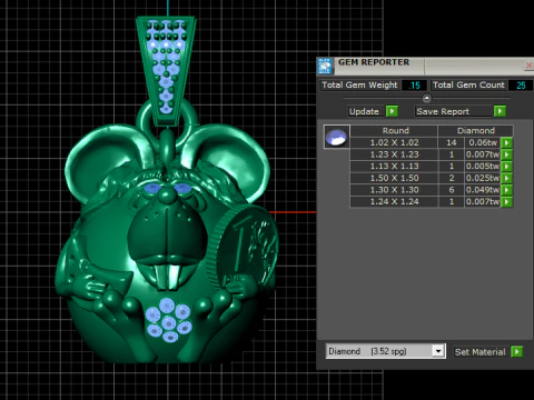 ねずみペンダント 3Dプリントモデル
