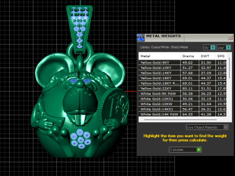 ねずみペンダント 3Dプリントモデル
