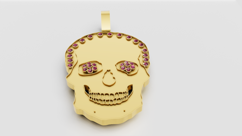 Gold skull pendant 3D 프린트 모델 .c4d .max .obj .3ds .fbx .stl .blend
