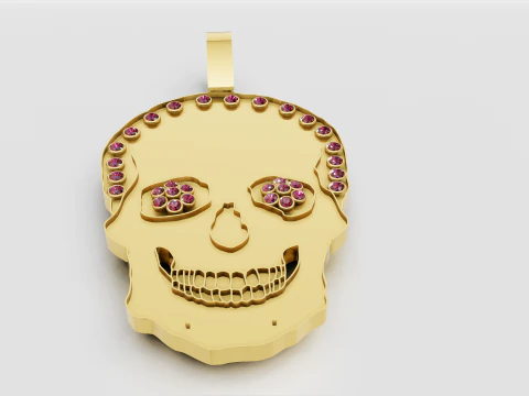 Золотой кулон с черепом 3D Принт Модель