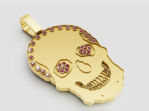 Gold skull pendant 3D Print Model