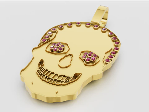 Gold skull pendant 3D Print Model