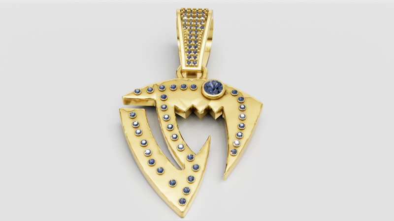 Gold trident pendant 3D 打印模型 .c4d .max .obj .3ds .fbx .stl .blend 