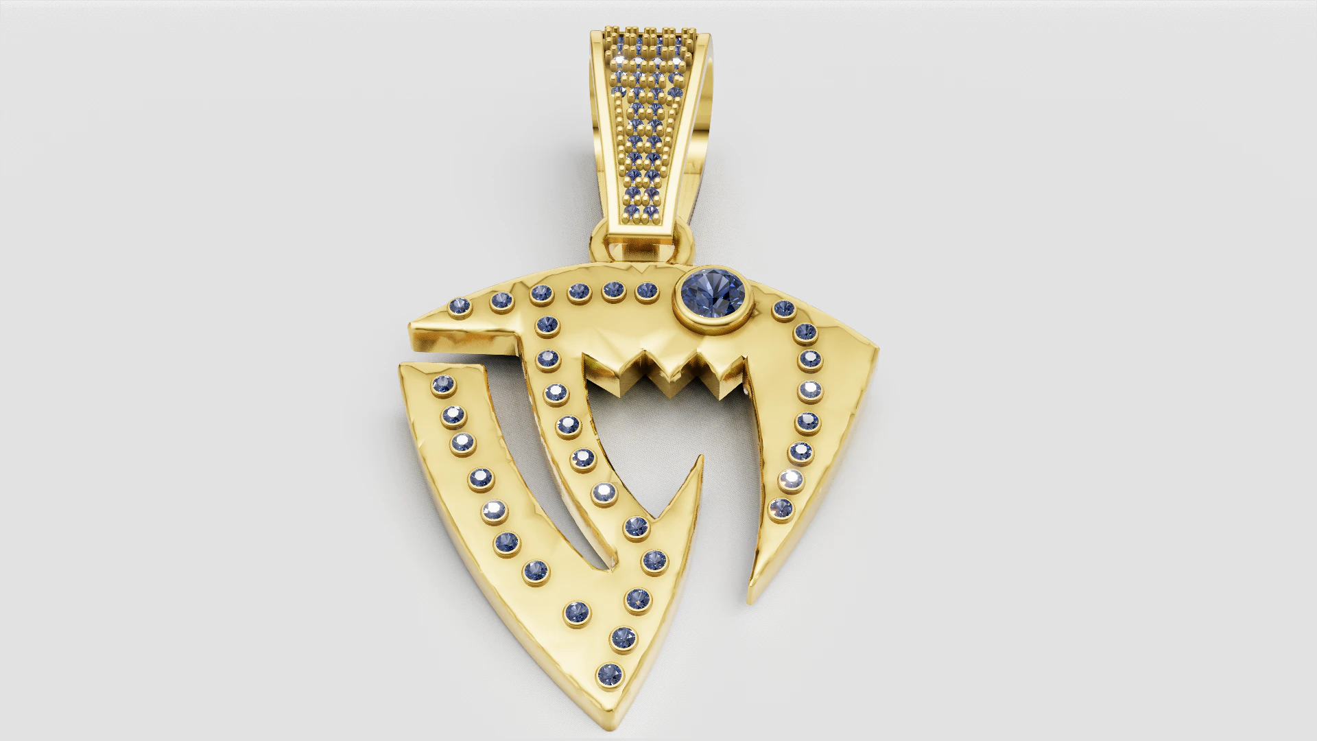 Gold trident pendant 3D Print Model .c4d .max .obj .3ds .fbx .stl .blend 