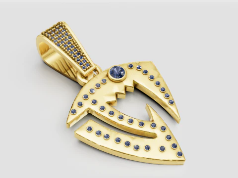 Gold trident pendant 3D Print Model