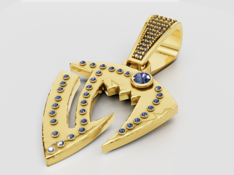 Gold trident pendant 3D 打印模型