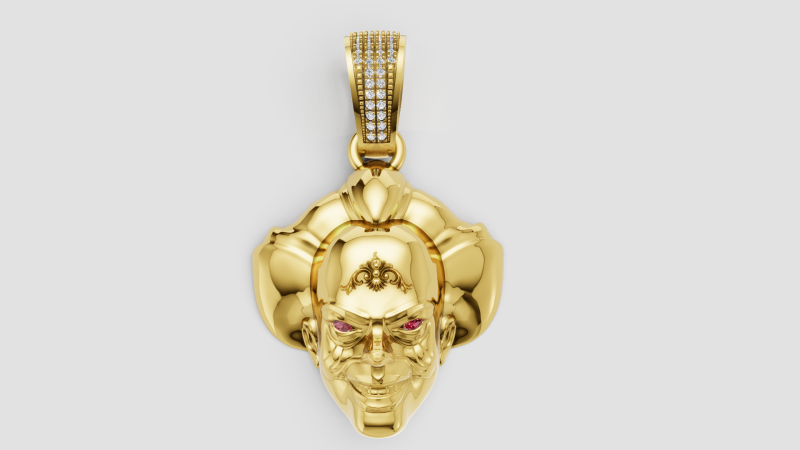 Gold face pendant 3D 打印模型 .c4d .max .obj .3ds .fbx .stl .blend