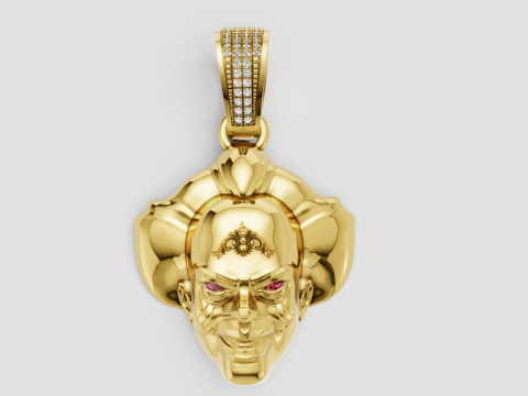 Gold face pendant Modèles 3D en vedette