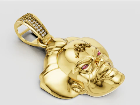 Gold face pendant 3D Print Model