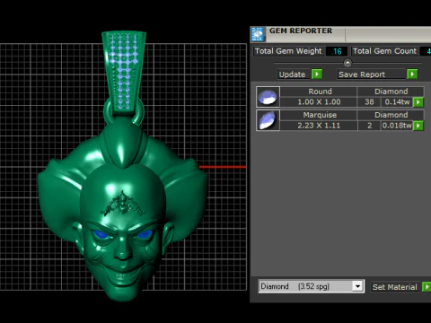 Gold face pendant 3D Print Model
