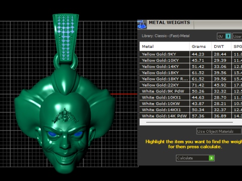 Gold face pendant 3D 打印模型