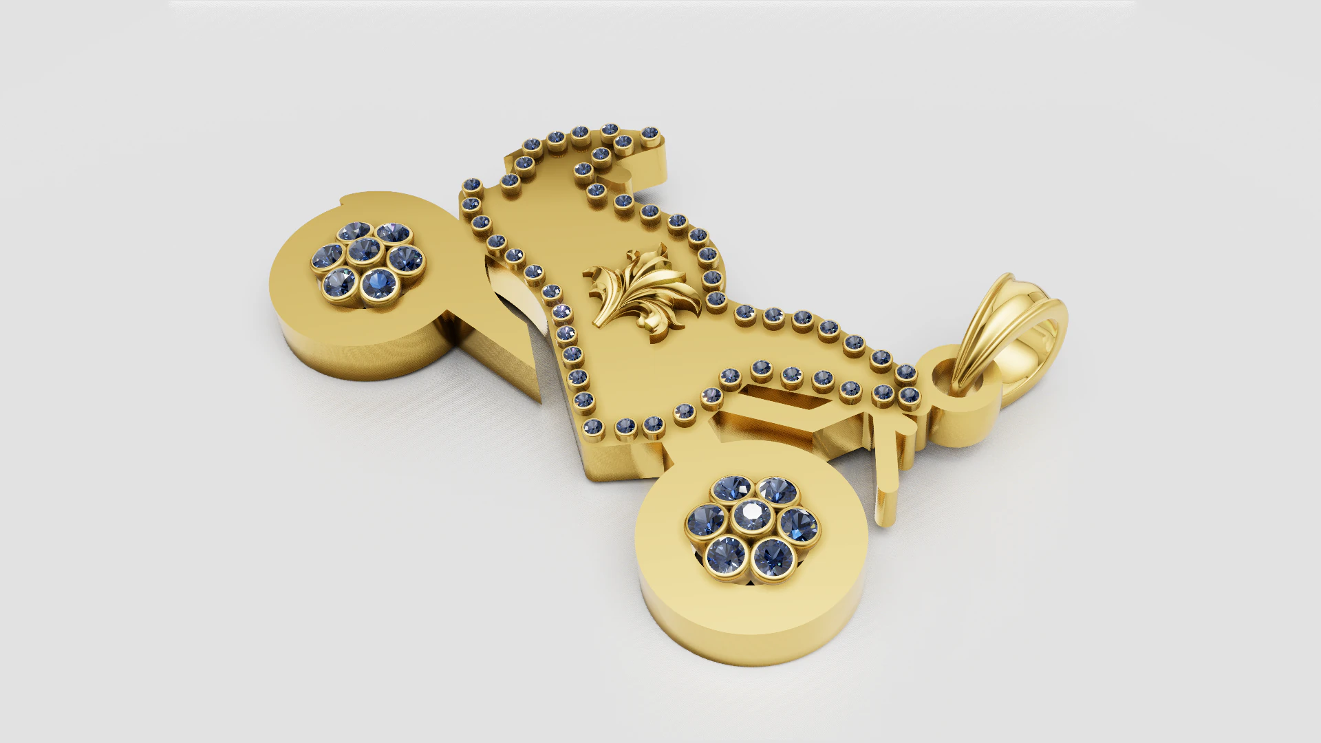 Gold carriage pendant 3D Print Model .c4d .max .obj .3ds .fbx .stl .blend