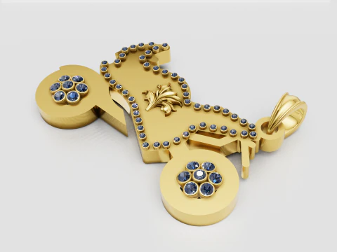 Золота підвіска-карета 3D Принт Модель