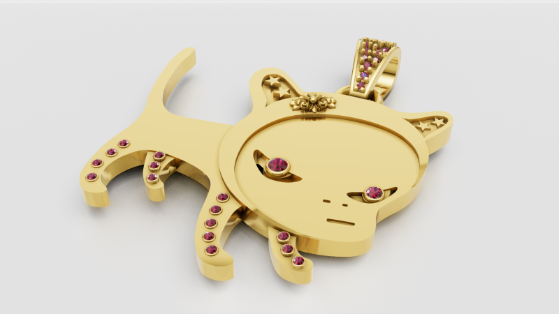 Gold cat pendant Model do druku 3D .c4d .max .obj .3ds .fbx .stl .blend 