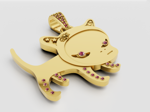 Gold cat pendant Model do druku 3D