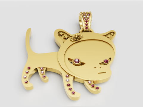 Gold cat pendant Model do druku 3D