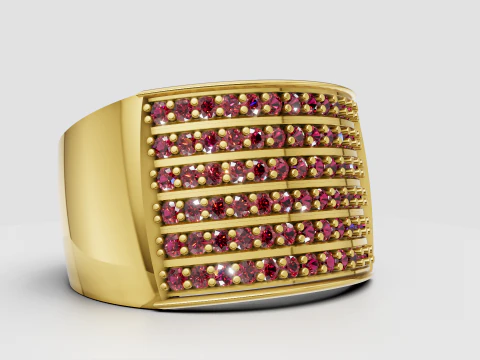 ゴールド ステートメント リング 3Dプリントモデル