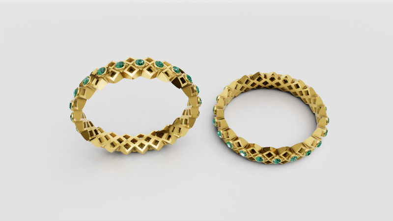 Geometric gold ring 3D Print Model .c4d .max .obj .3ds .fbx .stl .blend
