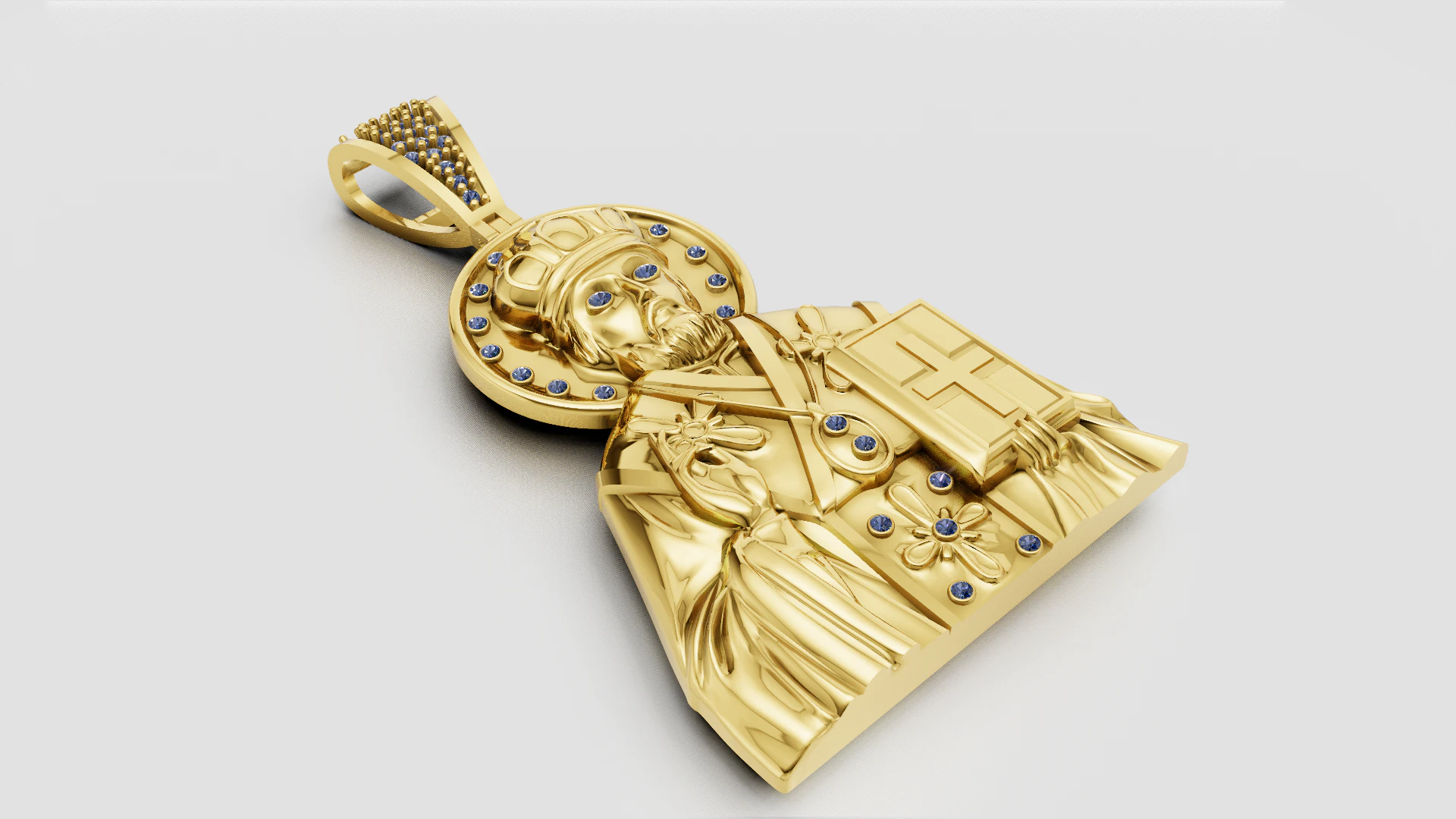 Religious gold pendant 3D Print Model .c4d .max .obj .3ds .fbx .stl .blend