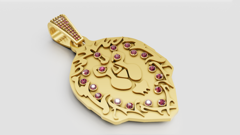 Gold calligraphy pendant 3Dプリントモデル .c4d .max .obj .3ds .fbx .stl .blend 