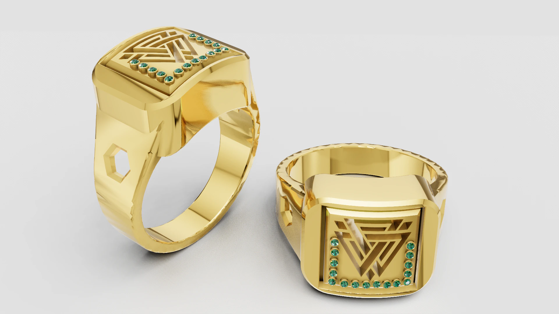 金色图章戒指 3D 打印模型 .c4d .max .obj .3ds .fbx .stl .blend 