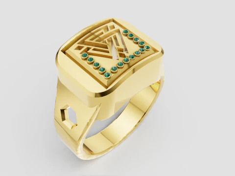 金色图章戒指 3D 打印模型