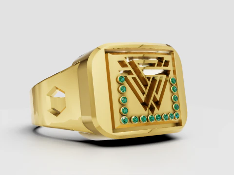 金色图章戒指 3D 打印模型