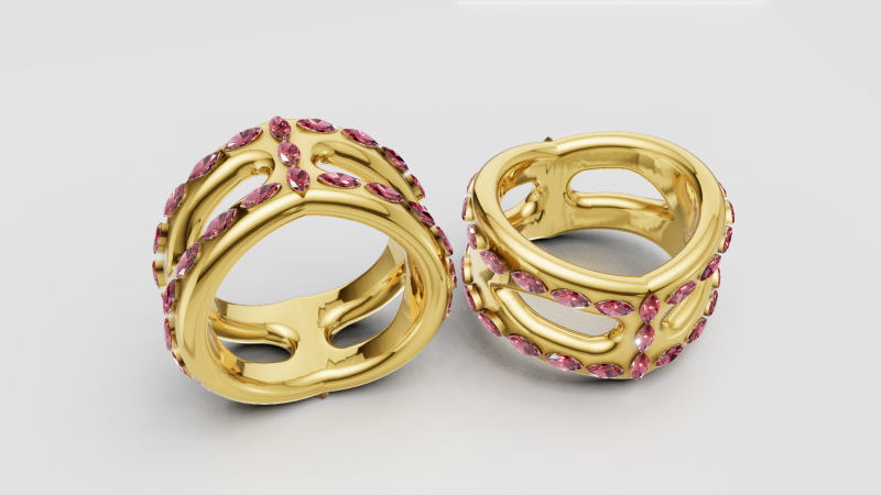 Gold openwork ring Model do druku 3D .c4d .max .obj .3ds .fbx .stl .blend