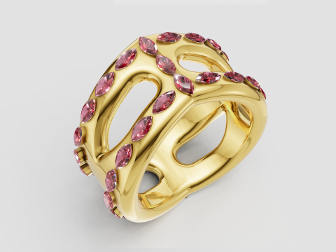 Gold openwork ring Model do druku 3D