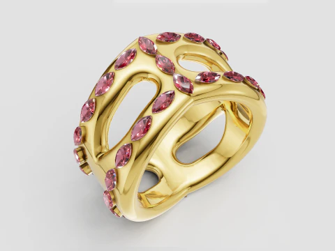 Gold openwork ring 3D Print Model