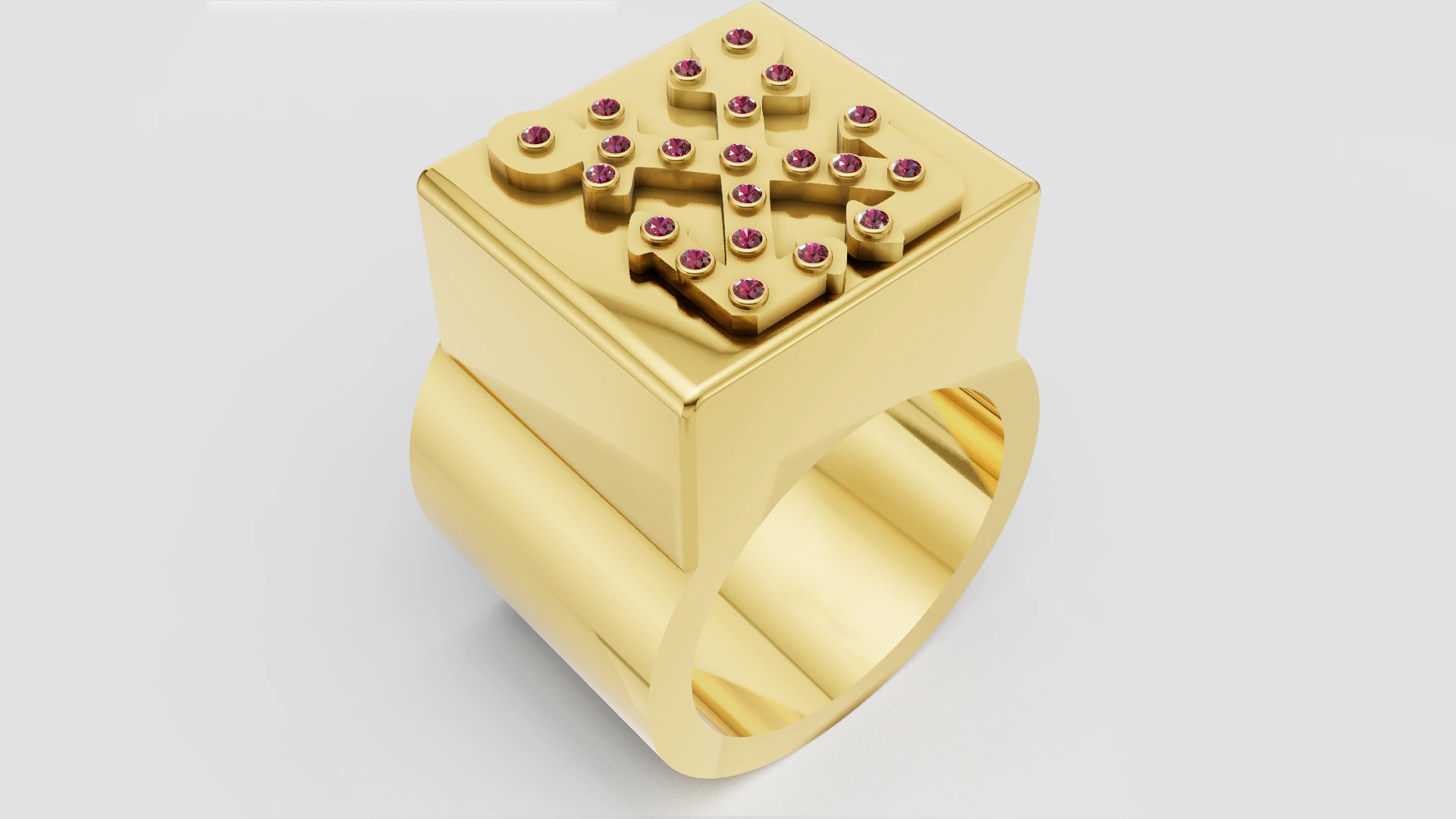 Square gold ring 3D Print Model .c4d .max .obj .3ds .fbx .stl .blend 