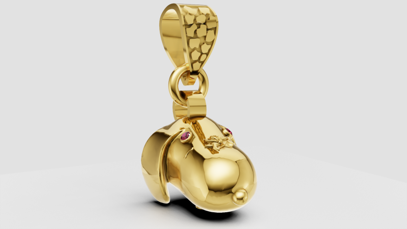 Gold dog pendant 3Dプリントモデル .c4d .max .obj .3ds .fbx .stl .blend