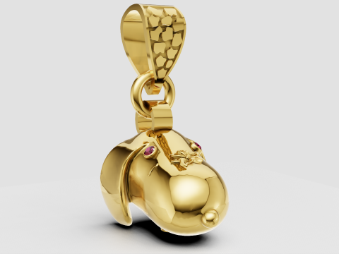 Gold dog pendant 3D Print Model