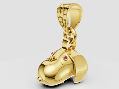 Gold dog pendant 3Dプリントモデル