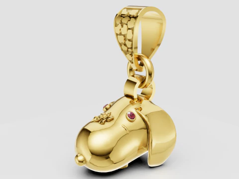 Gold dog pendant 3D Print Model
