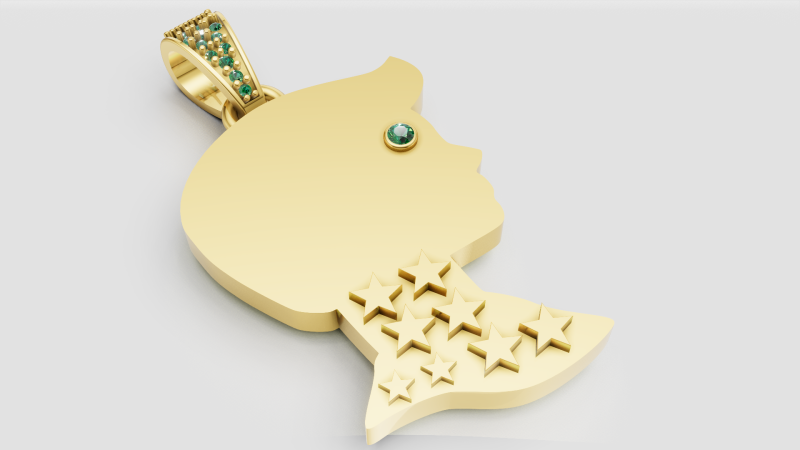 Gold girl pendant Model Cetak 3D .c4d .max .obj .3ds .fbx .stl .blend