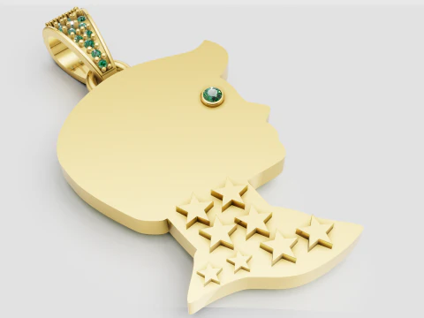 Золотой кулон девочка 3D Принт Модель