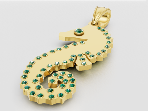 Gold seahorse pendant 3D Print Model