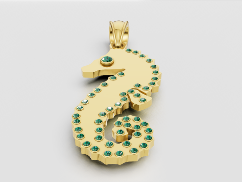 Gold seahorse pendant 3D Print Model