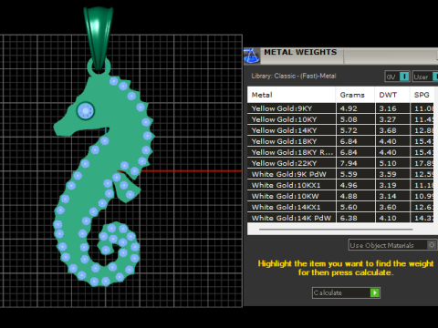 Gold seahorse pendant 3D Print Model