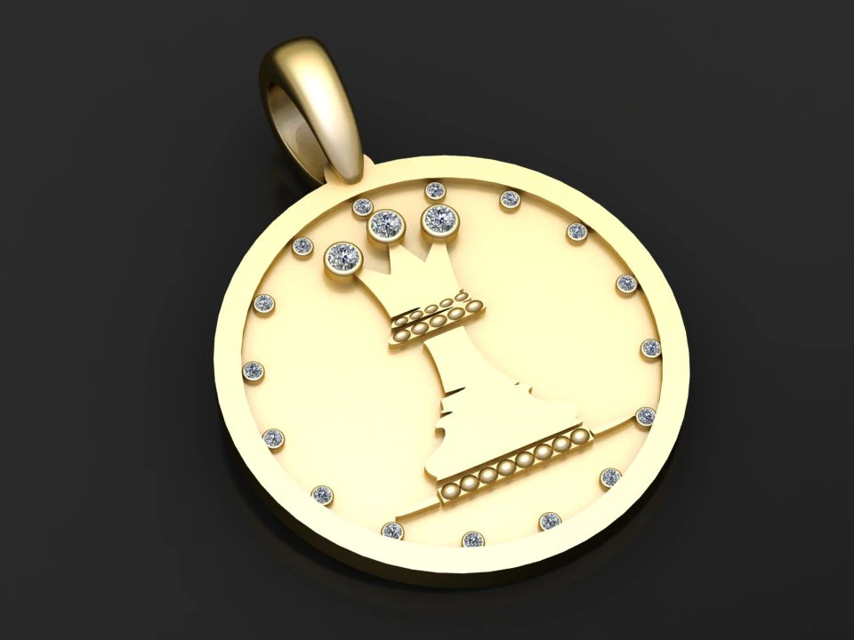 Queen chess pendant 3D Print Model .c4d .max .obj .3ds .fbx .stl .blend 