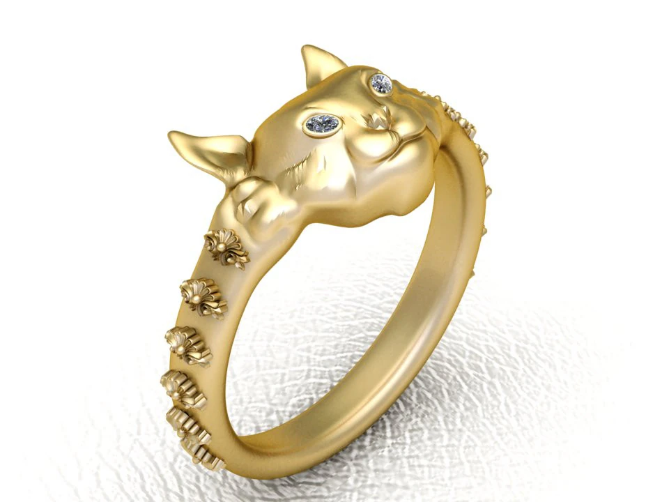 Cat gold ring 3D Print Model .c4d .max .obj .3ds .fbx .stl .blend 
