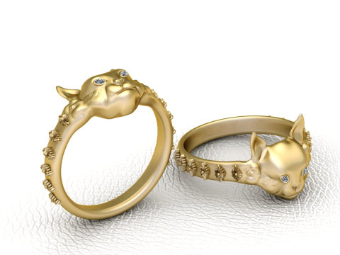 Cat gold ring 3D Принт Модель