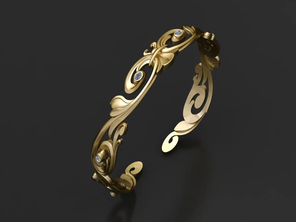 Scroll bangle bracelet 3D Print Model .c4d .max .obj .3ds .fbx .stl .blend 