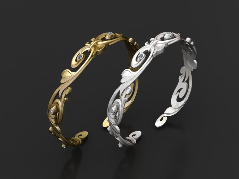 Scroll bangle bracelet 3D 打印模型