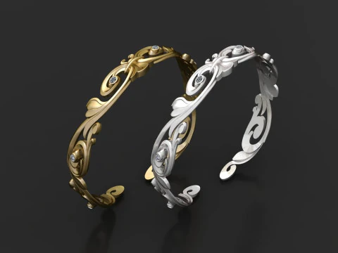 Scroll bangle bracelet 3D Print Model