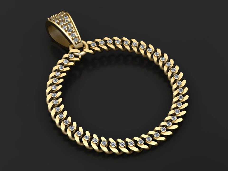 Cuban link pendant 3D Print Model .c4d .max .obj .3ds .fbx .stl .blend 