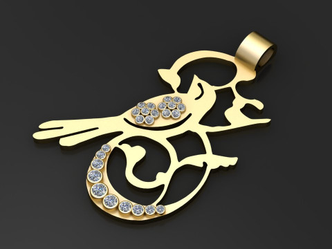 Bird gold pendant 3D Print Model