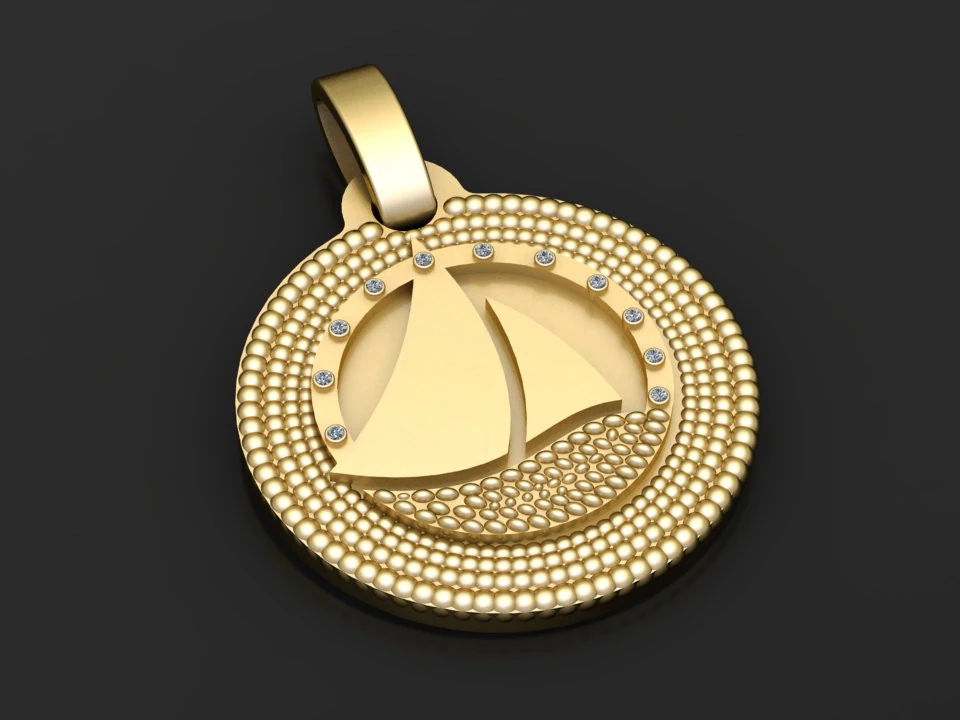 Sailboat pendant 3D Print Model .c4d .max .obj .3ds .fbx .stl .blend 