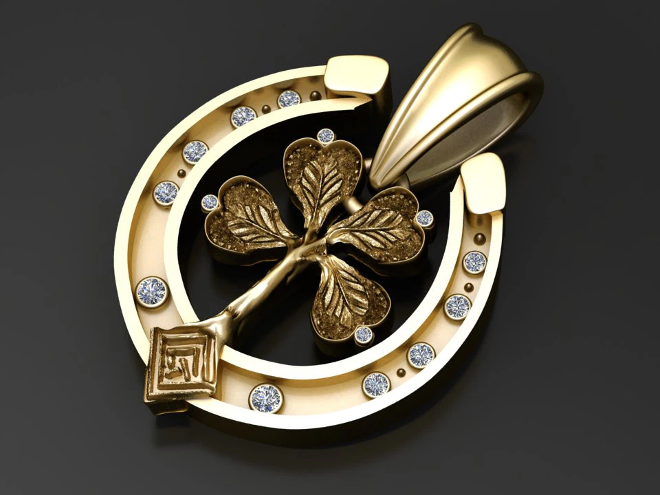 Lucky clover pendant 3D Print Model .c4d .max .obj .3ds .fbx .stl .blend